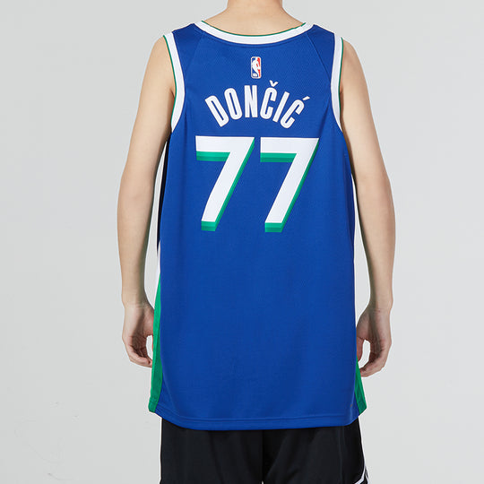Nike Men's 2022-23 City Edition Dallas Mavericks Luka Doncic #77 Blue Dri-Fit Swingman Jersey, Medium