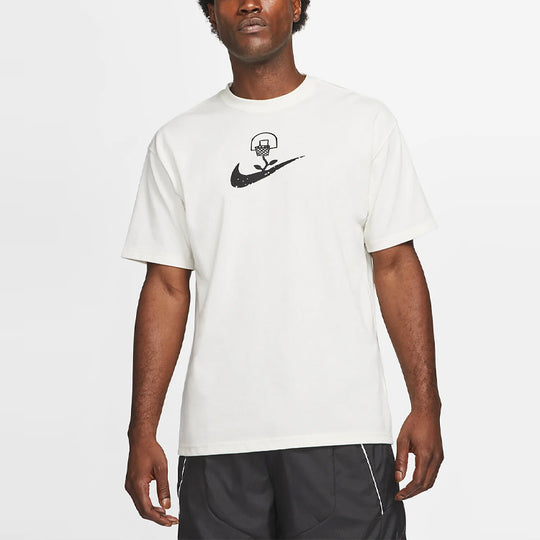 Nike Basketball Sports Graffiti Printing Short Sleeve US Edition Creamy White DC1283-910