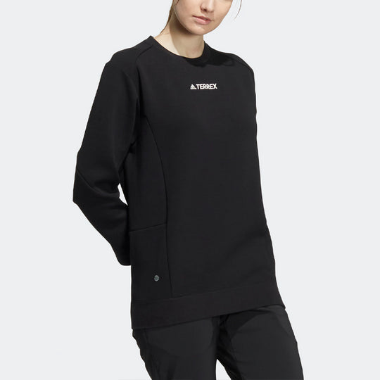 adidas Tx Logo Crew Sw Chest Alphabet Printing Round Neck Long Sleeves Black HN2033