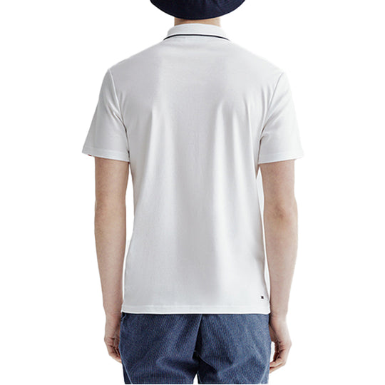 Men's FILA Logo Printing Short Sleeve Polo Shirt White F61M021102F-WT T-shirts - KICKSCREW