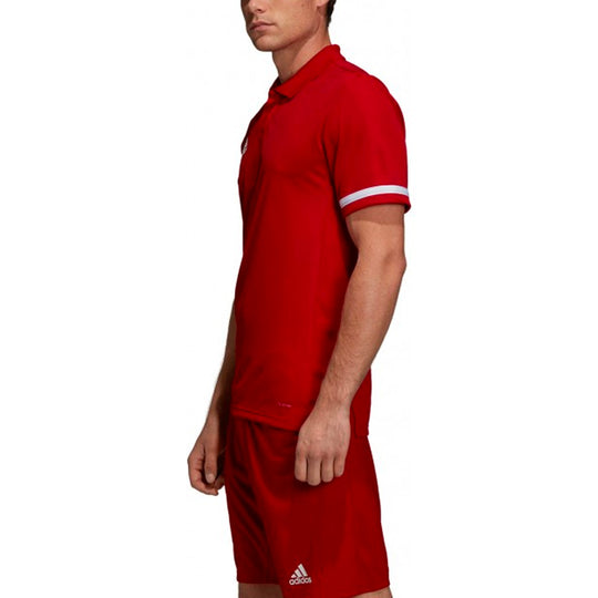 adidas Logo Pattern Loose Short Sleeve Polo Shirt Red DX7266