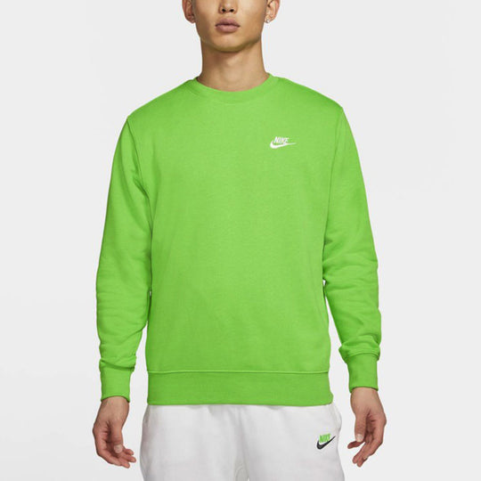 Nike Club French Embroidered Logo Sports Round Neck Pullover Green BV2667-304