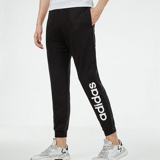 Men's adidas neo Ce Logo Tp Athletics Printing Knit Bundle Feet Sports Pants/Trousers/Joggers Autumn Black H14182