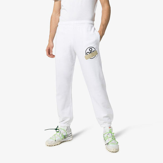 Off-White Micro Mark Rubber Strap Printing Athleisure Casual Sports Pants Ordinary Version White OMCH022R20E300020148