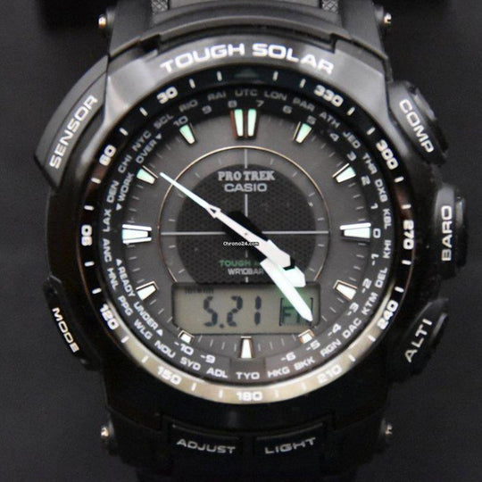Men's CASIO PRO TREK Series Black Outdoor Solar Energy Waterproof 49.3mm Resin Strap Watch Solar Powered Mens PRG-510-1