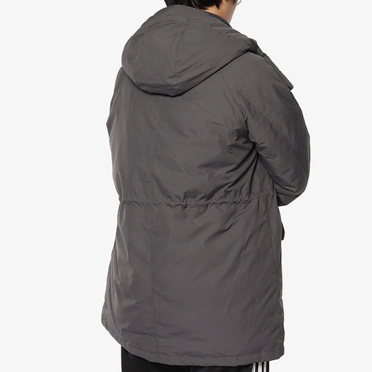 Men's adidas Zipper Hooded Loose With Down Feather Gray Jacket DM1940