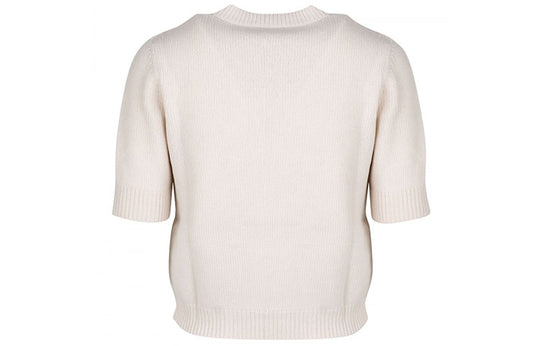 Women's GUCCI CHERRY Pattern Round Neck Pullover Knitwear Creamy White 631467-XKBHI-9275 Womens Knitted Bottoming Shirt - KICKSCREW