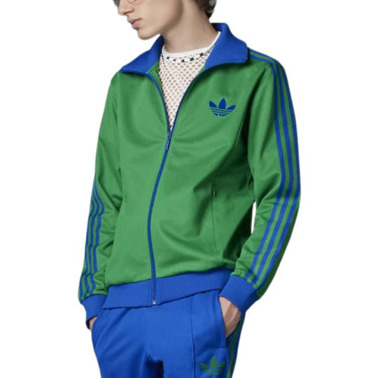 Men's adidas originals FW22 Side Classic Logo Printing Sports Jacket Autumn Green IB3426