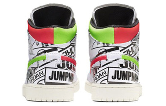 (GS) Air Jordan 1 Mid 'All Over Logos' 554725-143 Big Kids Basketball Shoes  -  KICKS CREW