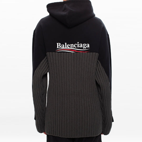 Men's Balenciaga Cola Label Splicing hooded Sports Black 621069T31754088