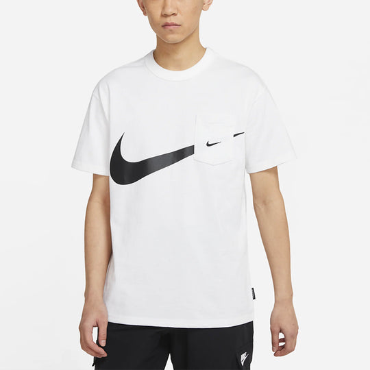 Nike Sportswear Swoosh Casual Sports Round Neck Logo Pocket Short Sleeve White DJ4134-100
