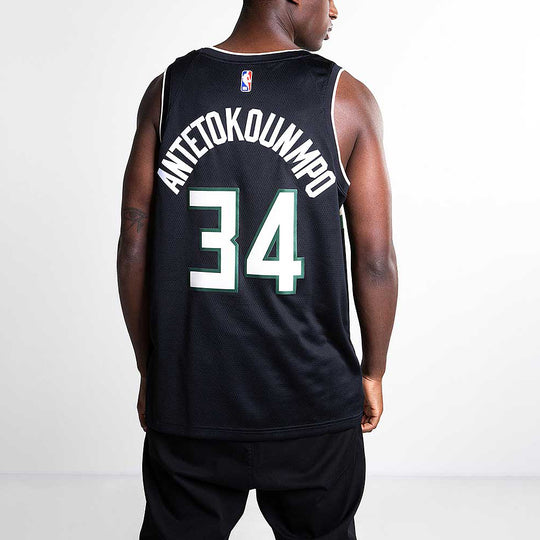 Nike NBA Sports Basketball Jersey/Vest SW Fan Edition limited Milwaukee Bucks Alphabet 34 Black AT9806-011