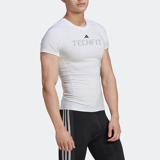 Men's adidas Logo Alphabet Printing Round Neck Short Sleeve White T-Shirt HZ9685