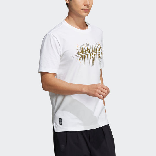 Men's adidas Wj Story Tee Martial Arts Series Printing Sports Round Neck Short Sleeve White T-Shirt H39333