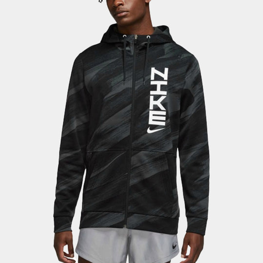 Men's Nike Therma-FIT Sport Clash Full-Length Zipper Cardigan Training Hooded Track Jacket Black DD1891-010