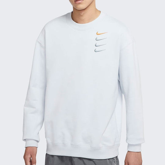Men's Nike French Terry Swoosh 4 Embroidered Round Neck Sports Pullover Autumn White Gold Color DB9408-043
