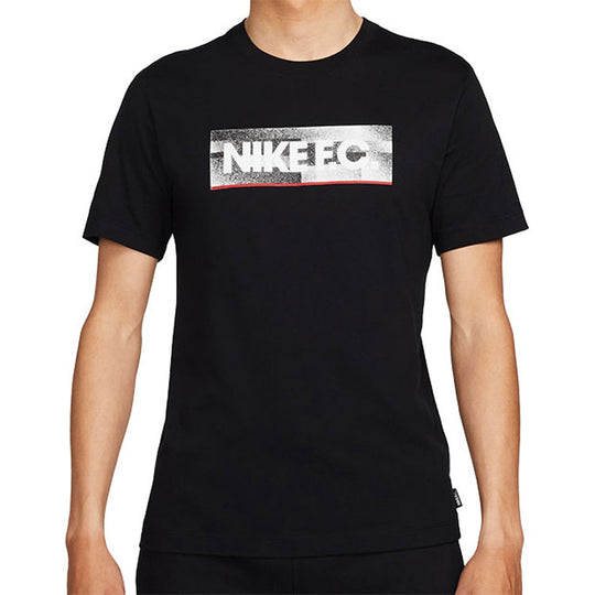 Nike F.C. Logo Printing Soccer/Football Sports Round Neck Short Sleeve Black DH7445-010