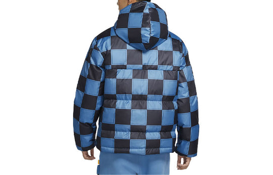 Men's Nike Lebron Grid Basketball Sports Stay Warm Hooded Down Jacket Blue DA6718-469