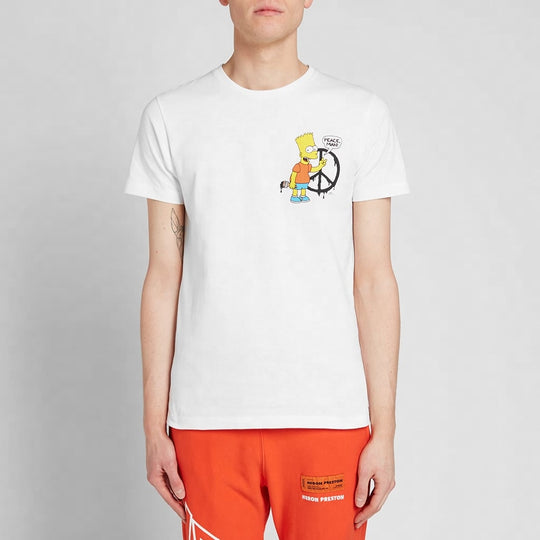 Men's Off-White x The Simpsons/ The Simpsons Crossover Printing Short Sleeve Ordinary Version White T-Shirt OMAA027S191850340188