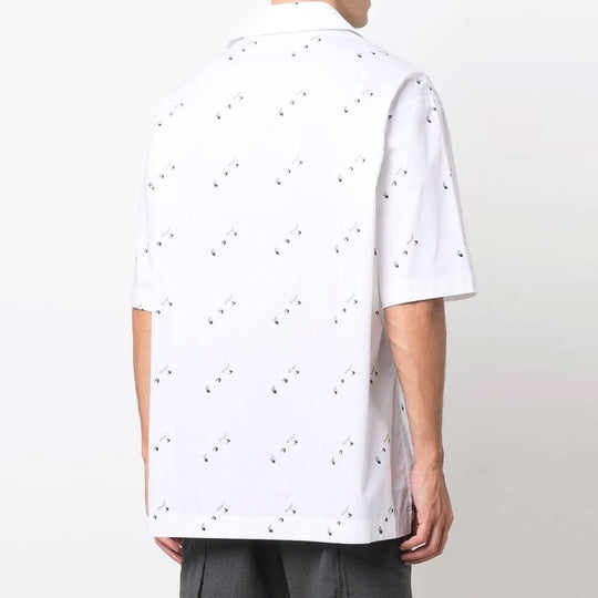 Men's OFF-WHITE Full Print Short Sleeve Button Shirt Loose Fit White OMGA196F21FAB0050101 Shirt - KICKSCREW