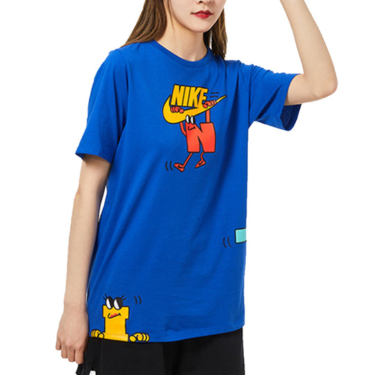 (GS) Nike Cartoon Short Sleeve Round Neck Athleisure Casual Sports Boy Blue DJ5380-481