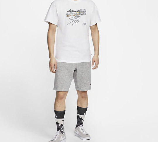 Nike Graffiti Printing Skateboard Short Sleeve White CU0287-100 - KICKS ...
