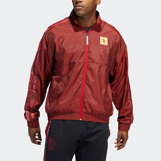 Men's adidas CNY Logo Basketball Sports Jacket Red HF5880