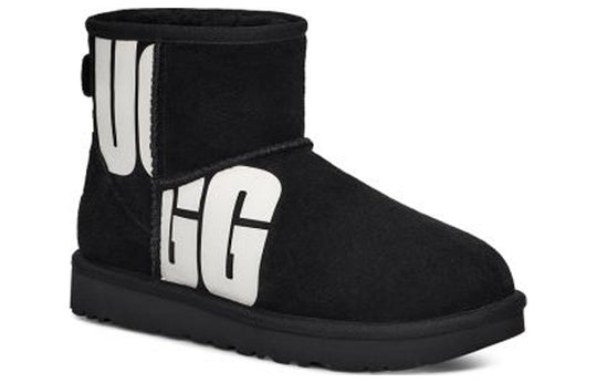 (WMNS) UGG Mini Broken Logo Boot 'Black White' 1127051-BLK