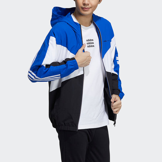 adidas neo M Cs Cb Wb Logo Embroidered Splicing Contrasting Colors Hooded Jacket Blue GP5687