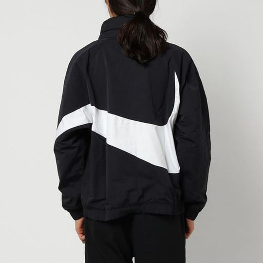 Men's Nike Half Zipper Big Swoosh Jacket Us Edition Black AJ1404-010