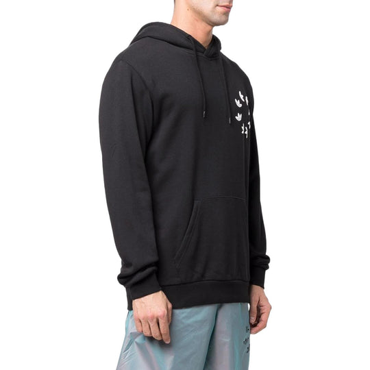 Men's adidas originals Kangaroo Pocket Chest Logo Printing Hooded Long Sleeves Black HC4490