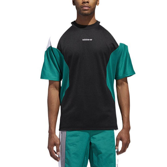 Men's adidas originals Colorblock Logo Casual Round Neck Short Sleeve Black T-Shirt DH5209