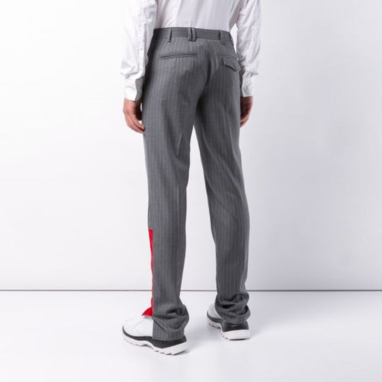 Men's OFF-WHITE Stripe Pattern Casual Long Pants/Trousers Slim Fit Gray OMCA079F183560049900