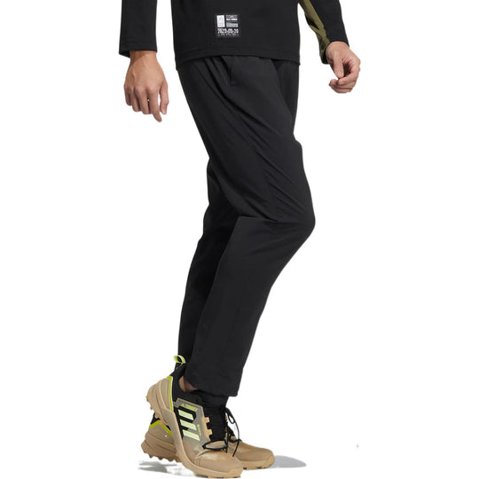 Men's adidas Solid Color Logo Breathable Straight Sports Pants/Trousers/Joggers Black HM3814