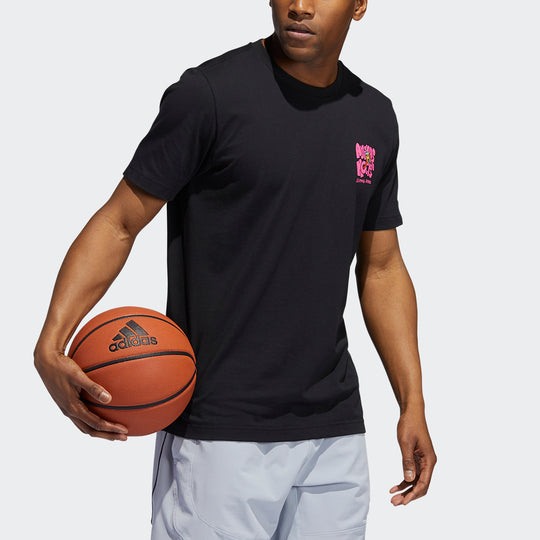 adidas Lil Stripe Boba Funny Printing Logo Basketball Sports Short Sleeve Black HB5486