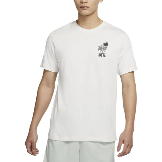 Men's Nike Logo Pattern Printing Round Neck Short Sleeve White T-Shirt ...