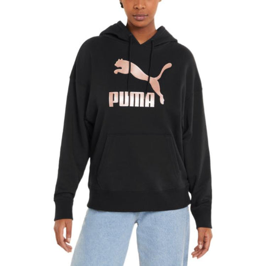 (WMNS) PUMA Large Logo Athleisure Casual Sports Hoodie Black Pink 5353 ...