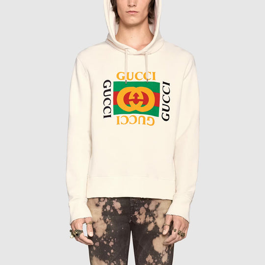 Gucci Boutique Printed Hooded Sweatshirt In White