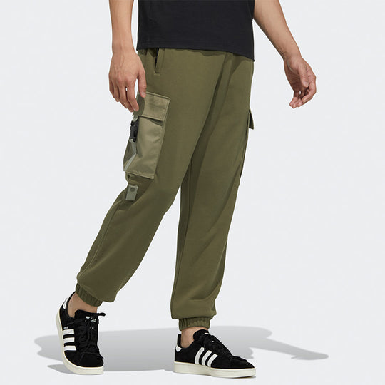 Men's adidas originals Adv Sweatpant 1 Cargo Big Pocket Bundle Feet Sports Pants/Trousers/Joggers Green HC0369