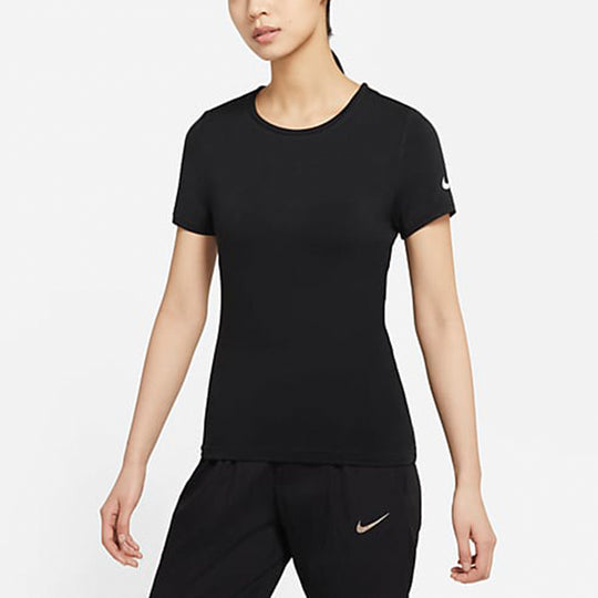 (WMNS) Nike Logo PrintTraining Sports Crewneck Short Sleeve T-Shirt Black DJ8519-010