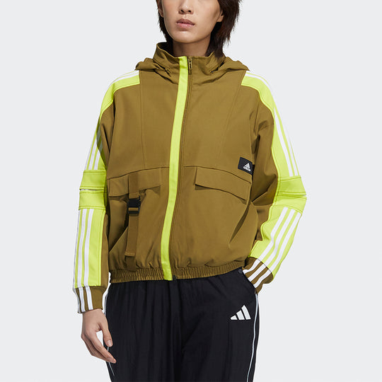 (WMNS) adidas Str Jkt Warm Training Sports Storage Simple Hooded Fleece Lined Jacket Yellow GP0623