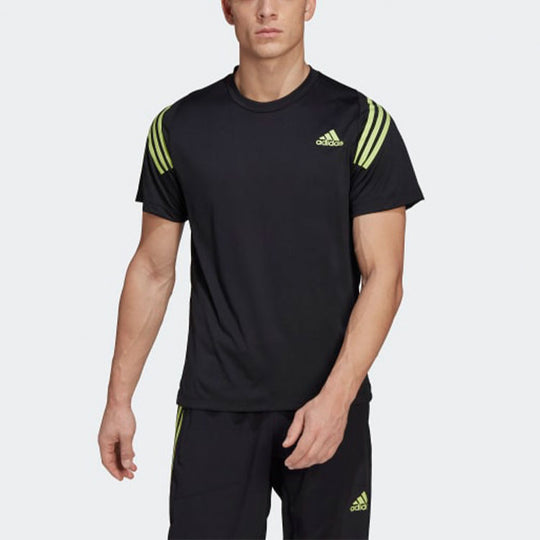 Men's adidas Stripe Logo Round Neck Short Sleeve Black HC2760