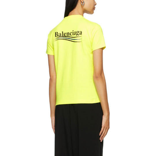 Balenciaga Logo Printing Round-neck Yellow 612964TJVF77110
