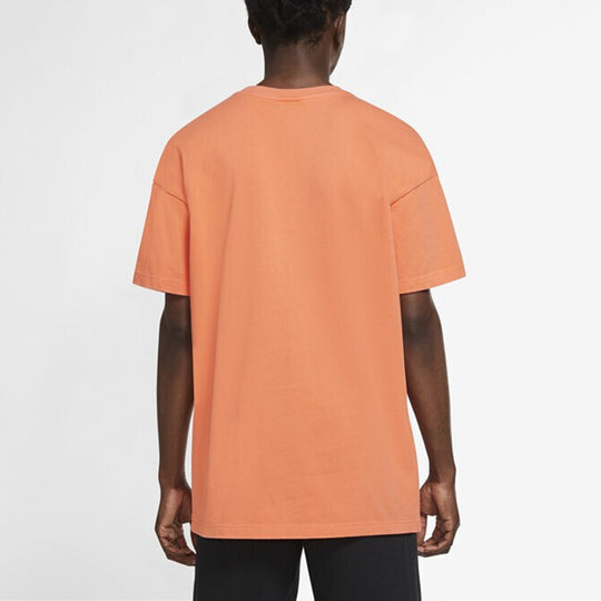 Men's Nike Sportswear Heritage Essentials Logo Printing Knit Sports Short Sleeve Orange T-Shirt DA0034-842