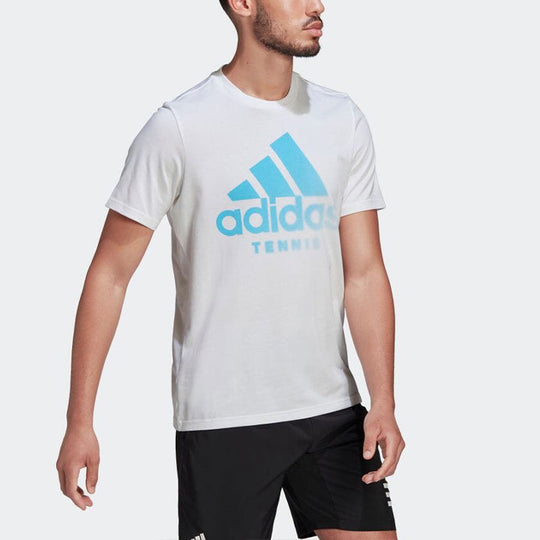 Men's adidas Alphabet Geometry Logo Printing Round Neck Pullover Sports Short Sleeve Japanese Version White T-Shirt HA0969