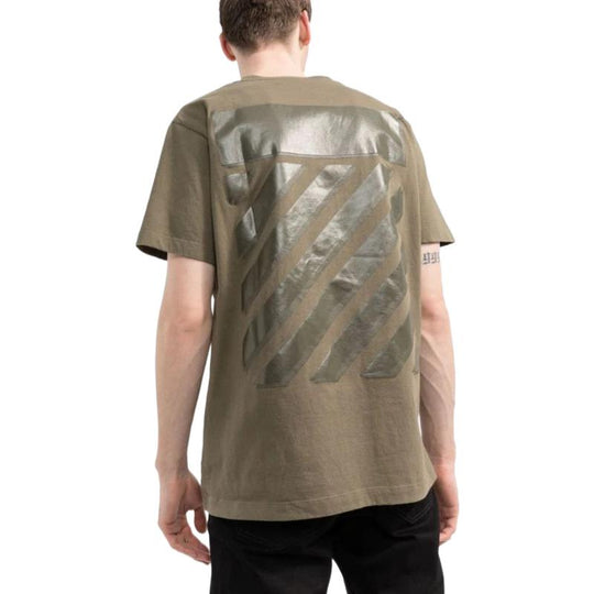 Off-White SS22 Logo Round Neck Printing Short Sleeve Ordinary Version Green OMAA027S22JER0045656