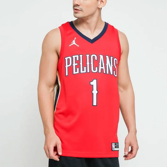 Air Jordan NBA New Orleans Pelicans Limited Basketball Jersey SW Fan Edition Zion Red CV9486-660 US L