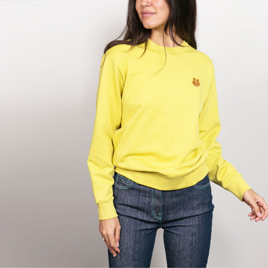 (WMNS) KENZO Tiger Head Embroidered Round Neck Long Sleeves Yellow Hoodie FA62SW8204MD-59