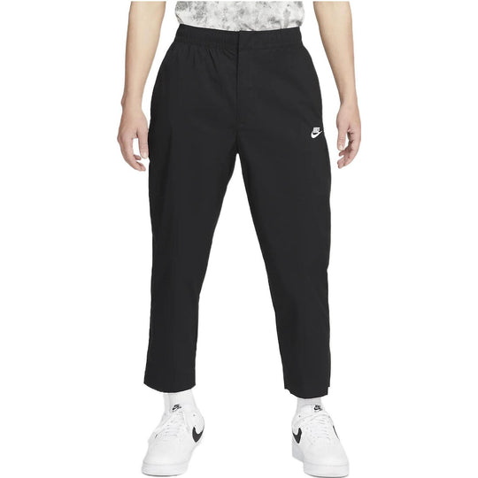 Men's Nike Solid Color Casual Straight-Leg Cropped Sweatpants Autumn Black DM6824-010