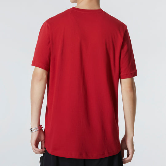 Men's adidas Oe Tee Alphabet Pattern Round Neck Short Sleeve Wine Red T-Shirt HD6366